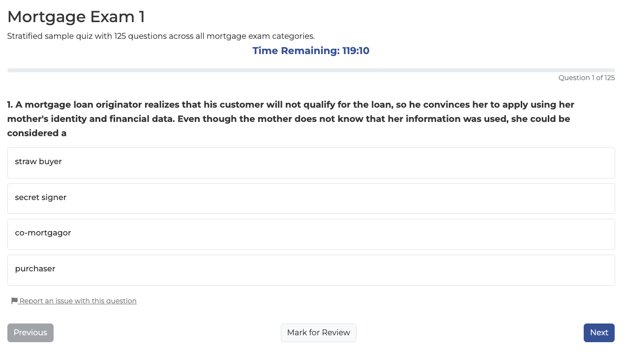 NMLS Practice Exam Sample
